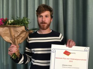 Johannes Visser, winnaar Nationale `Prijs voor Onderwijsjournalistiek